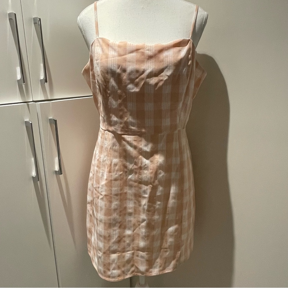 91. BP Peach Checkered Dress